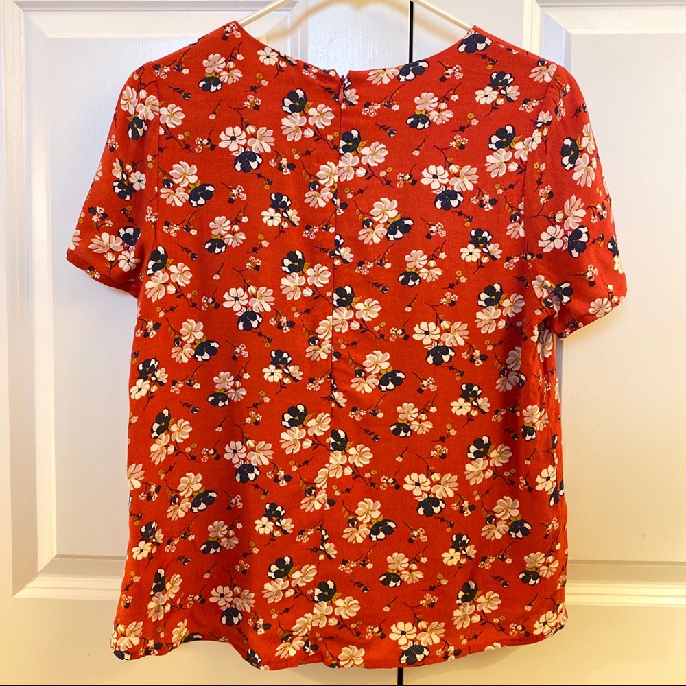 Floral Print Short Sleeve Blouse Tee Professional - Picture 5 of 12